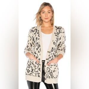 Pam & Gela Leopard Print Destroyed Cardigan Sweater